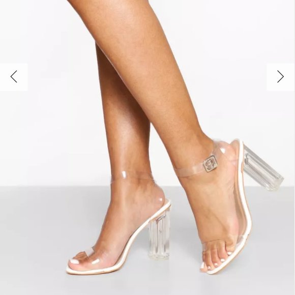 WIDE WIDTH CLEAR BARELY THERE HEELS - Brand New Size 7 - Picture 1 of 5